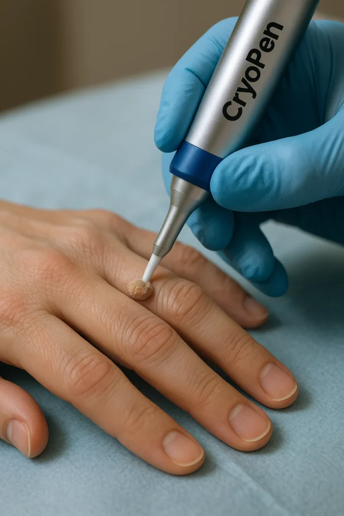 example of cryopen wart removal Willenhall treatment on a persons finger