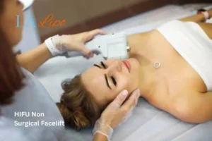 Woman having Hi-Fu to reduce wrinkles Willenhall.